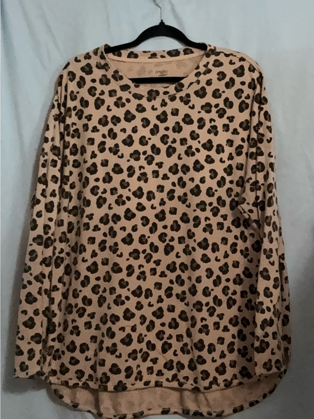Cabana by Crown & Ivy 1X Leopard Animal Print French Terry Long Sleeve Top Tunic